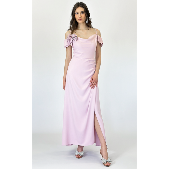 Elegancka sukienka GAJA na wesele — pudrowy róż, malina, błękit