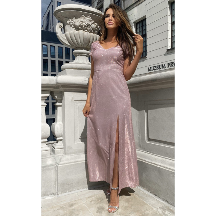 Eva - Robe de Soirée Élégante - Paillettes Roses