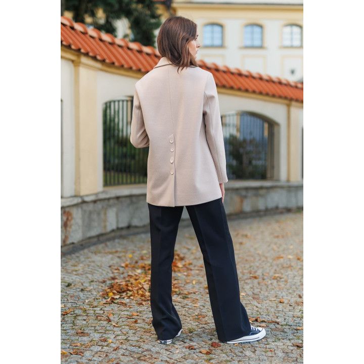 Beige Wool Jacket - Elegant Fitted Design | B&B Studio