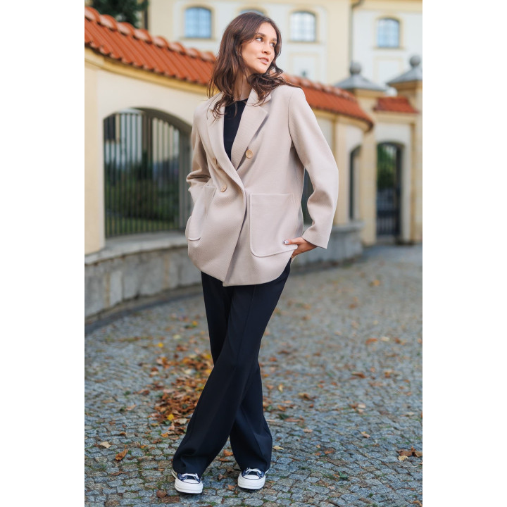 Veste en laine beige - Coupe ajustée élégante | B&B Studio