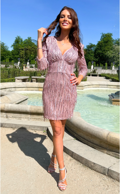 Sukienka Lizzy - cekiny i frędzle na wesele