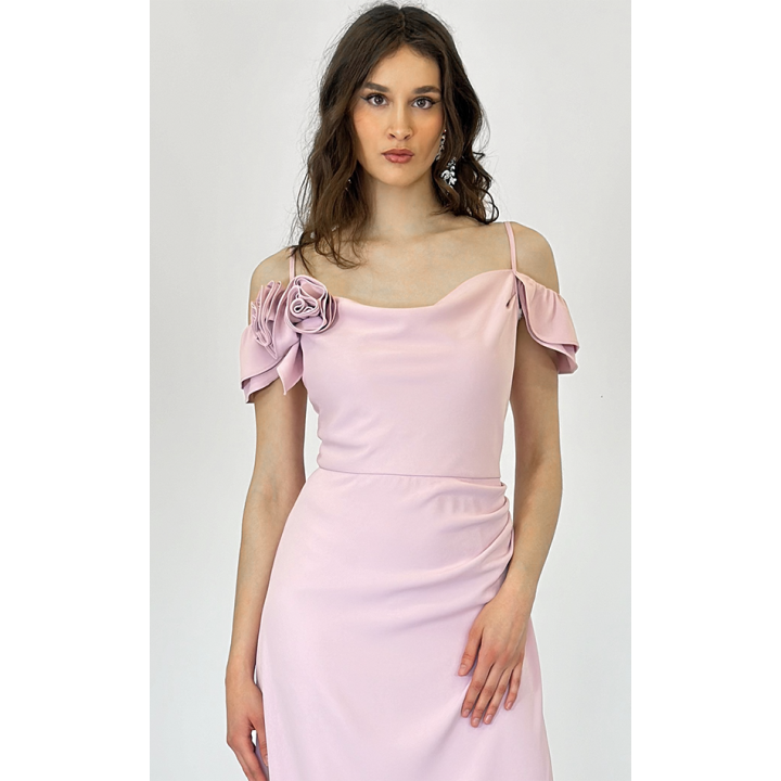 Elegancka sukienka GAJA na wesele — pudrowy róż, malina, błękit