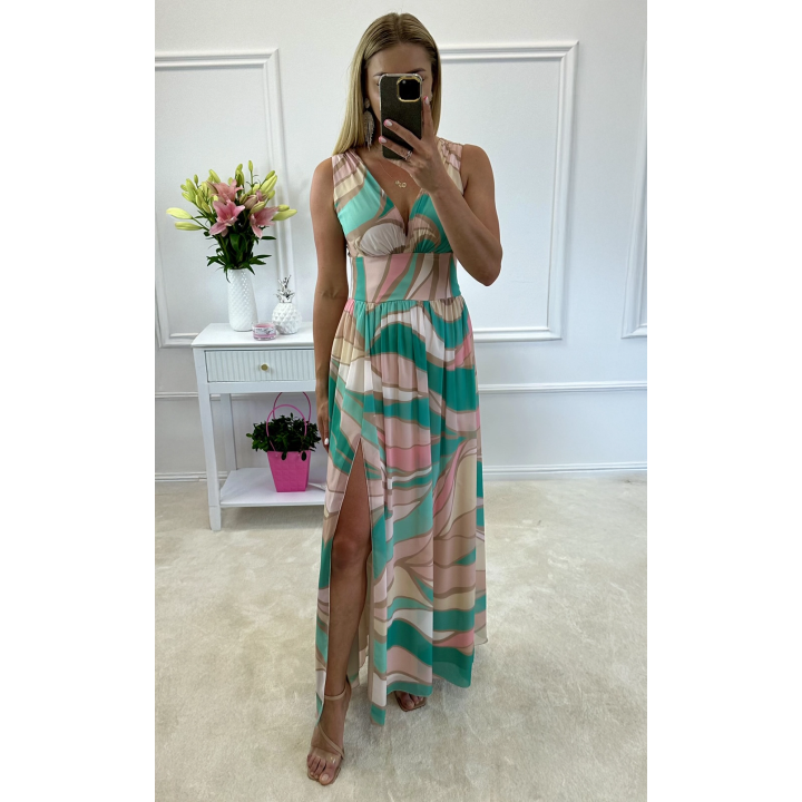 Elegant Iwanka Dress - Pink Orchid Floral Pattern