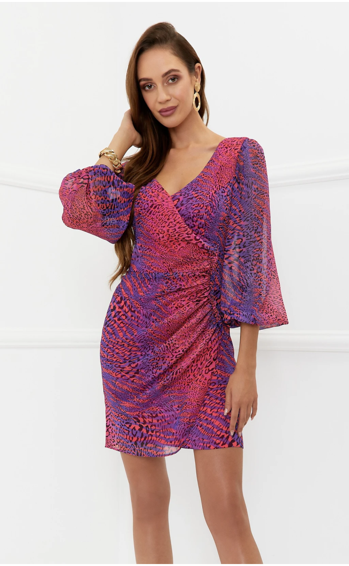 Melania - Elegant Animal Print Mini Dress