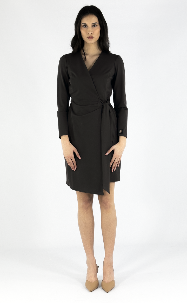 Siena – Elegancka Sukienka Kopertowa z Wiązaniem w Talii