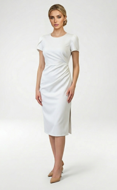 Sukienka Daniela — midi pełna kobiecości z drapowaniem