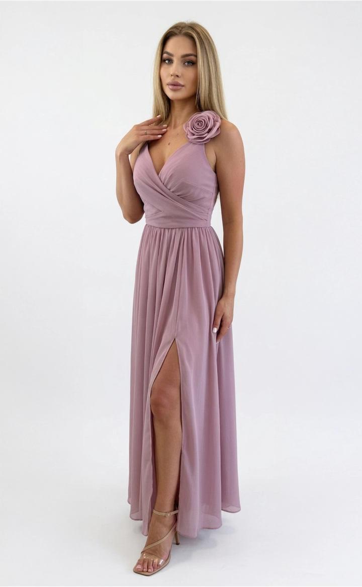 Sukienka Alexandra z kopertowym dekoltem i rozcięciem