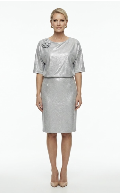 Krótka sukienka Bogusia w stylu kimono — ołówkowa z różą