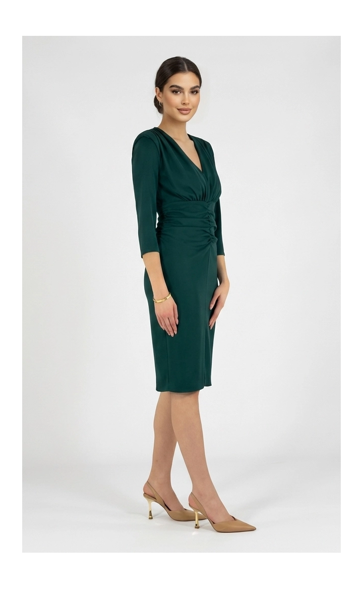 Zmysłowa sukienka drapowana z rozcięciem | BBStudio