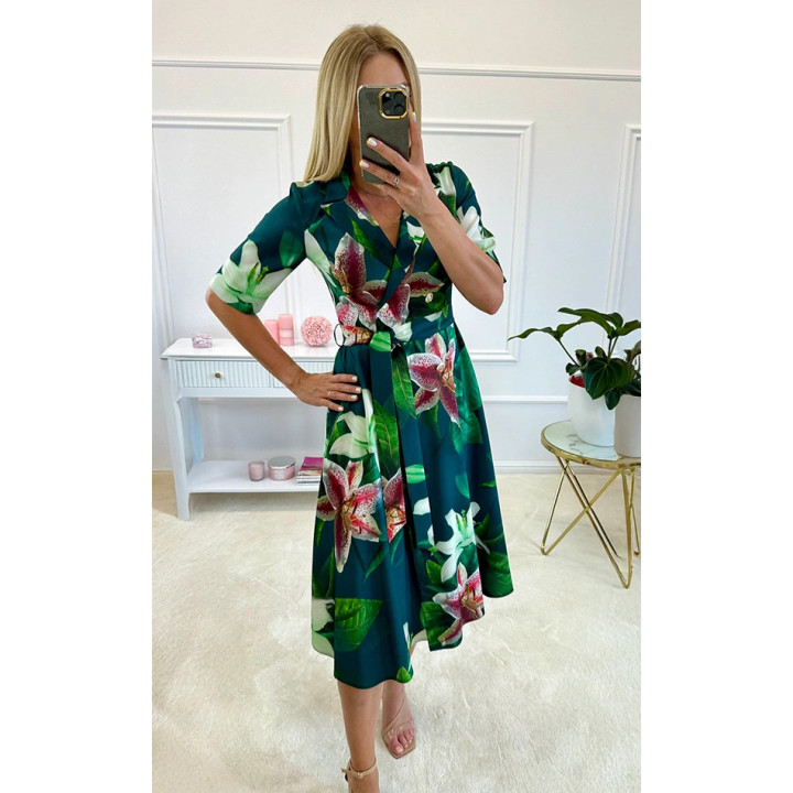 Teresa - Robe Blazer Élégante - Midi Fleurie