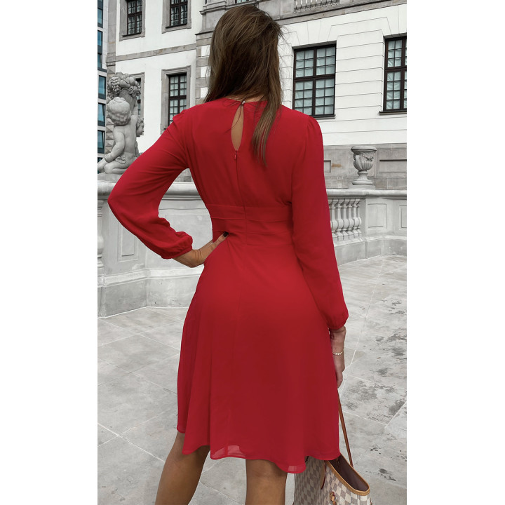 Aurelia - Elegant Flared Dress - Powder Pink